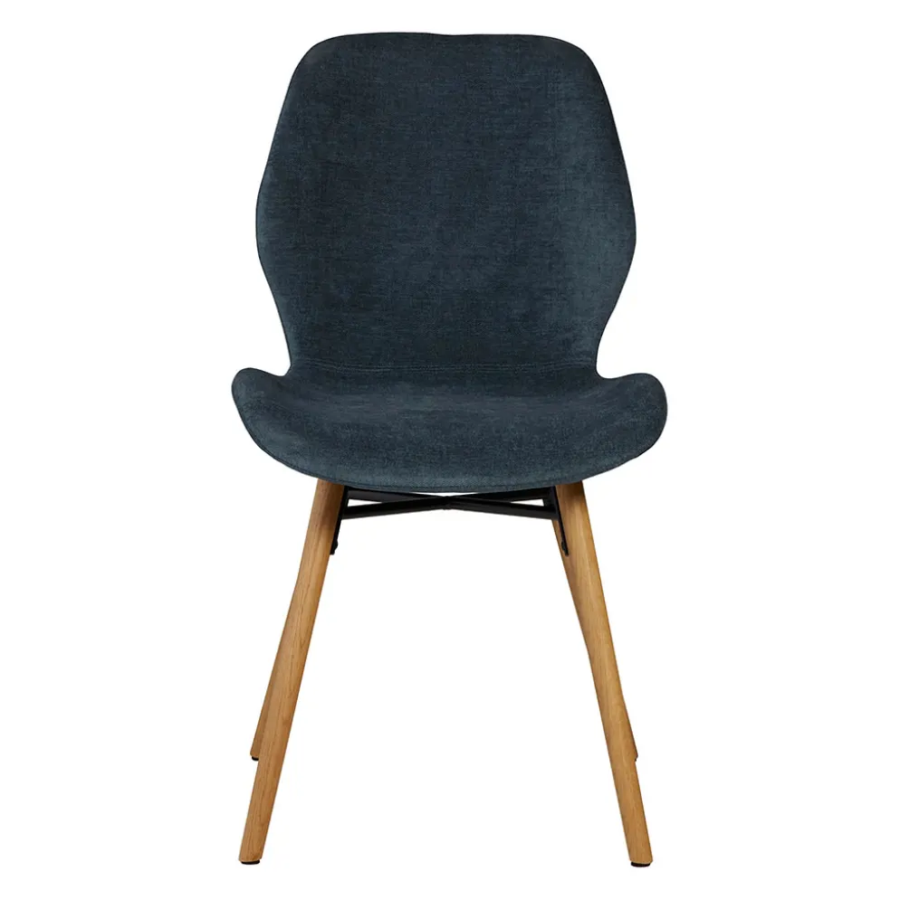 Chaise salle à manger en tissu soft touch bleu foncé - Keri