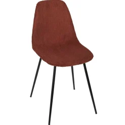 Chaise salle à manger en velours côtelé terracotta h46cm - Scarlett