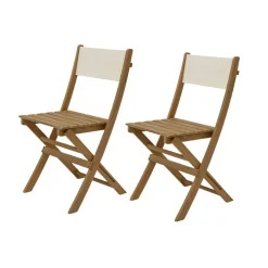 Chaises de jardin pliantes x2 en bois d'acacia beige - Liverno