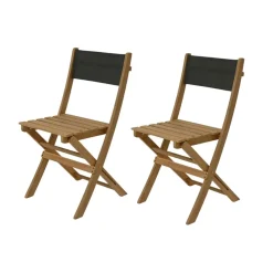 Chaises de jardin pliantes x2 en bois d'acacia anthracite - Liverno