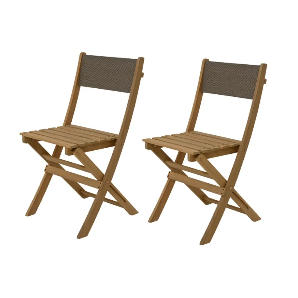 Chaises de jardin pliantes x2 en bois d'acacia taupe - Liverno
