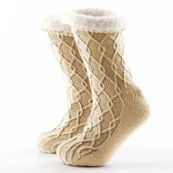 Chaussettes en acrylique crème taille adulte - Ellis