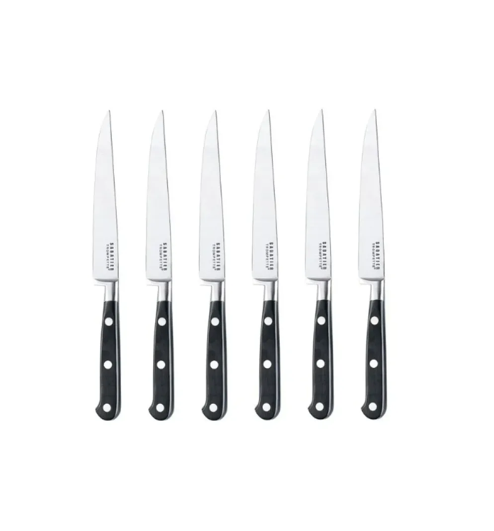 Coffret 6 couteaux à steaks lame acier lisse - Sabatier Trompette