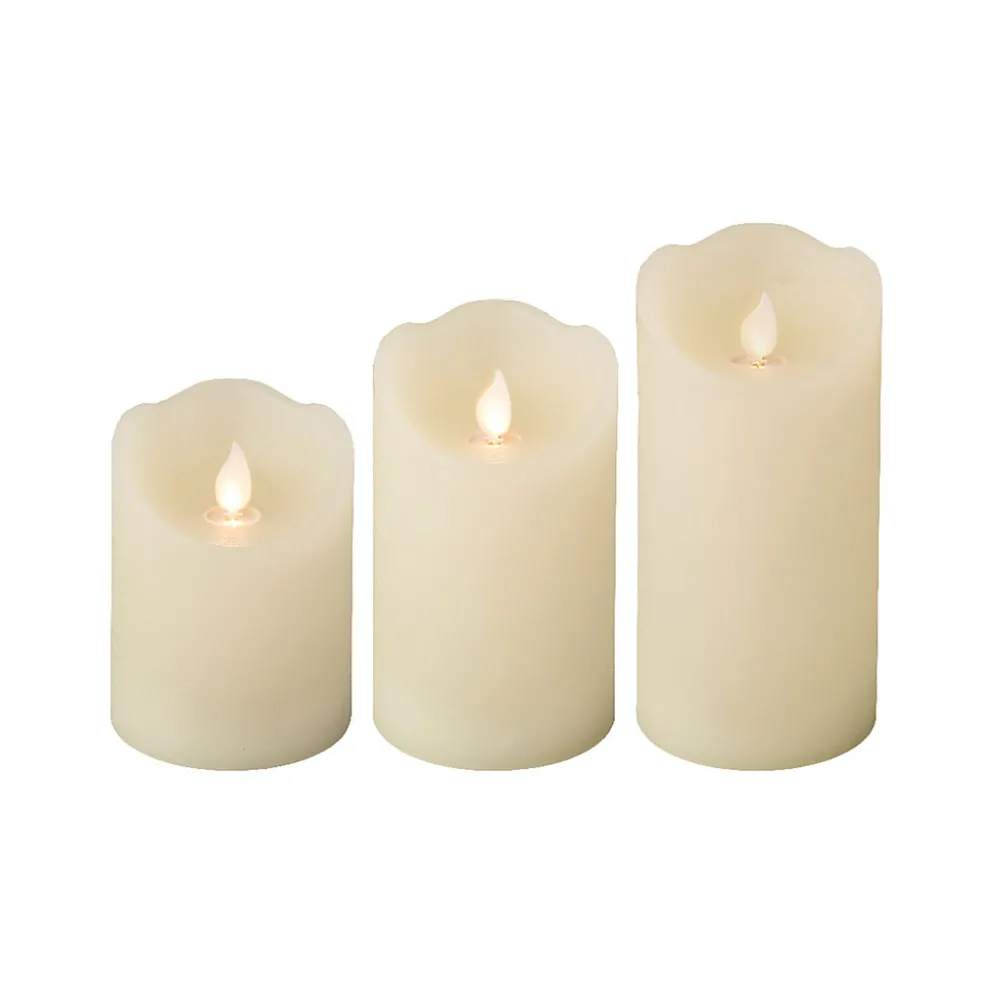 Coffret de 3 bougies led oscillante crème