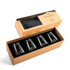 Coffret de 4 shooters topographiques en verre Mont Blanc Everest Matterhorn Pic du Midi