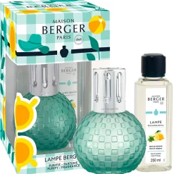 Coffret lampe diffuseur en verre vert avec recharge parfumée menthe givrée 250ml - Disco