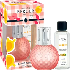 Coffret lampe diffuseur en verre rose avec recharge parfumée pamplemousse 250ml - Disco