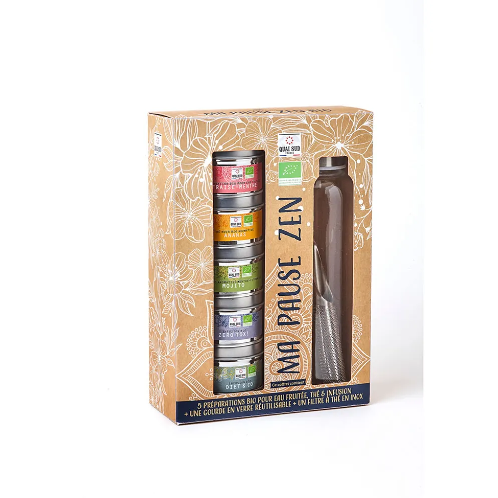 Coffret ma pause zen bio gourde et 5 boites de thés