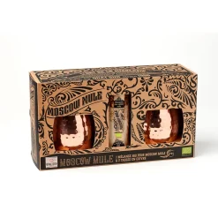 Coffret préparation cocktail Moscow Mule bio avec 2 tasses en cuivre 110?g