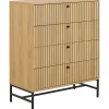 Commode 4 tiroirs en bois naturel h100cm - Albany