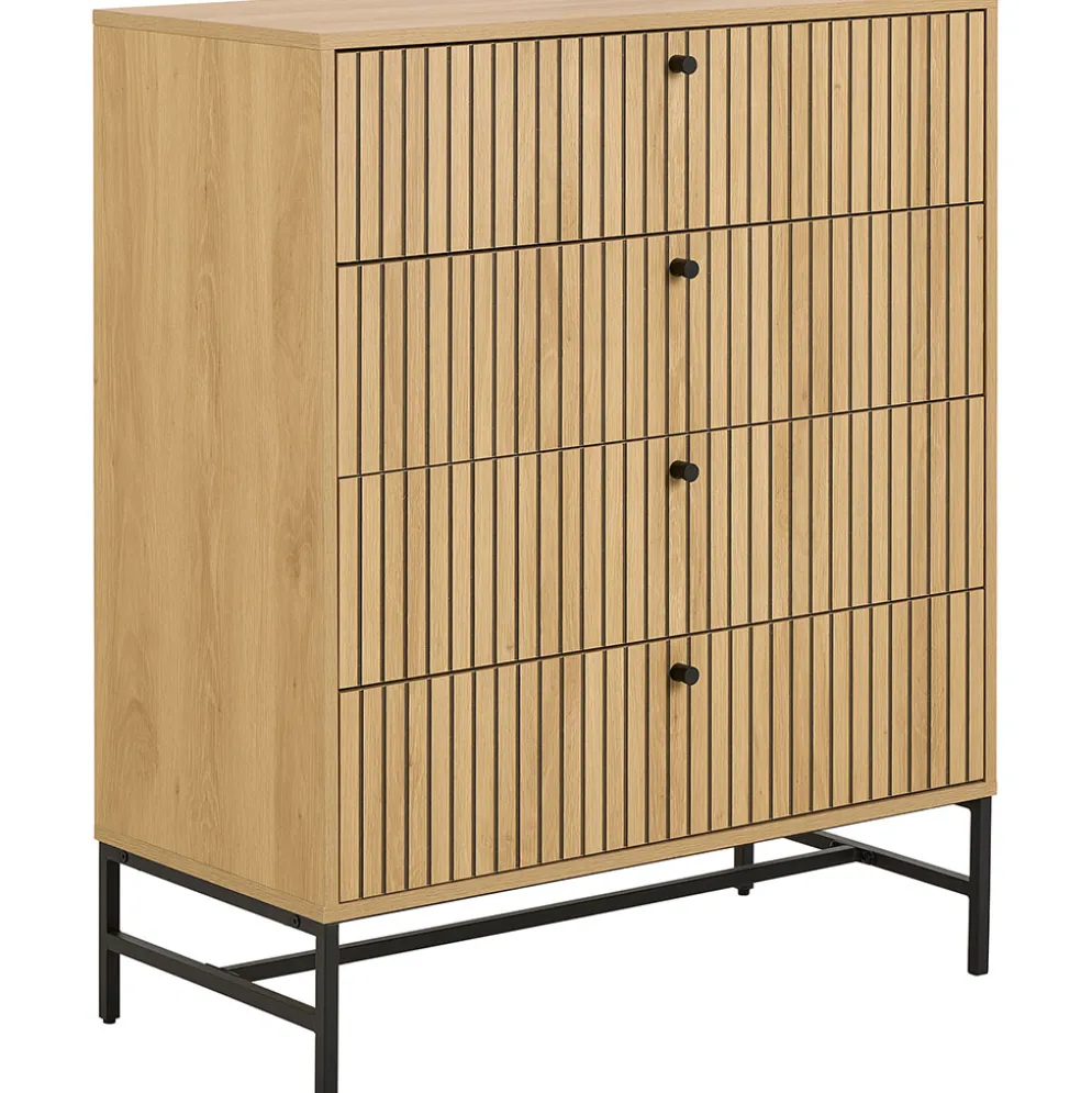 Commode 4 tiroirs en bois naturel h100cm - Albany