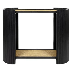 Console 2 niveaux en rotin et bambou noir - Saori