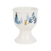 Coquetier luge en faïence blanc et bleu - Collection