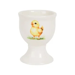 Coquetier poussin en faïence blanc et jaune - Collection