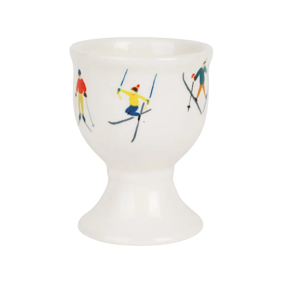 Coquetier skieur en faïence blanc - Collection