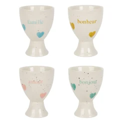 Coquetiers x4 en grès multicolore moucheté - Famille