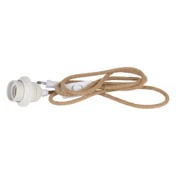 Cordon électrique avec interrupteur en tissu naturel et blanc E27 1.75M