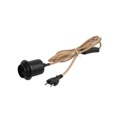 Cordon électrique avec interrupteur en tissu naturel et noir E27 2M