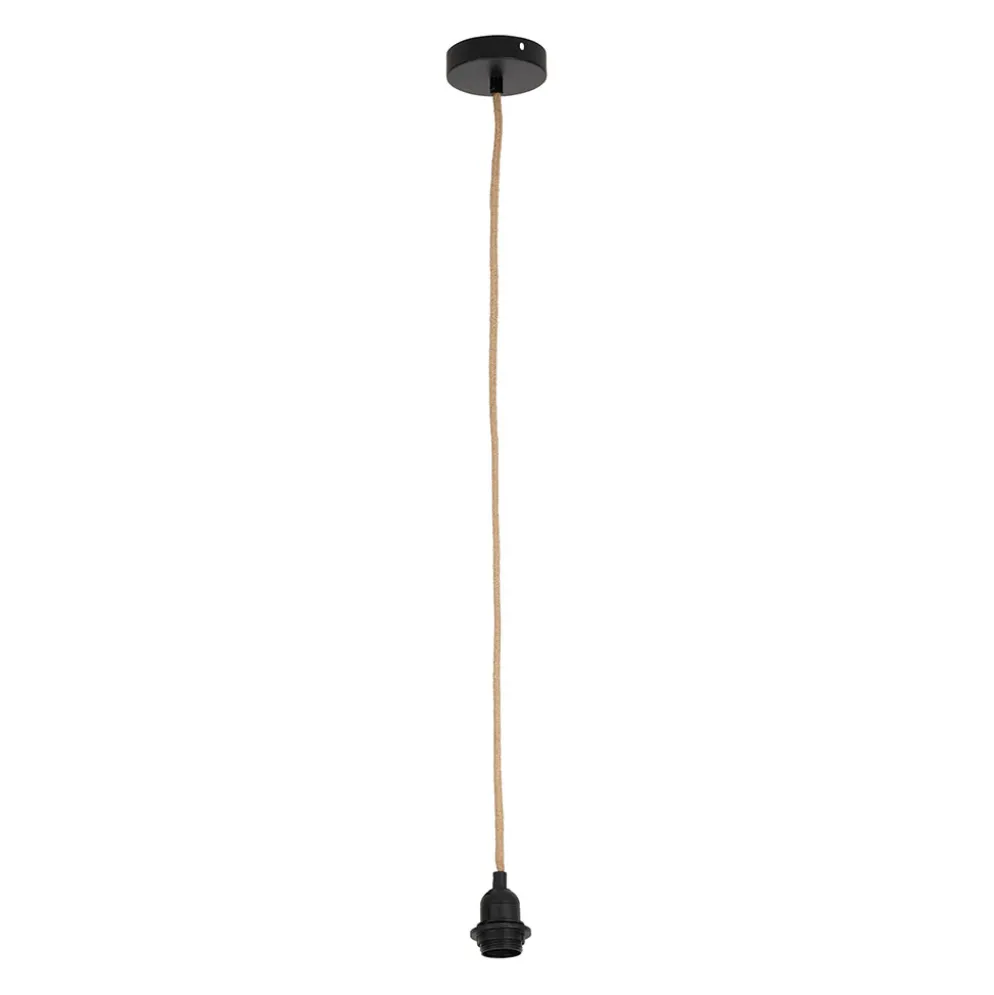 Cordon électrique pour suspension en tissu naturel et noir E27 0.80M