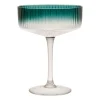Coupe champagne striée en verre emeraude - Funny