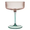Coupe de champagne en verre strié rose et sauge 30cl - Adria
