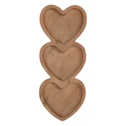 Coupelle 3 compartiments cœur en acacia naturel 30x15cm - Dalbert