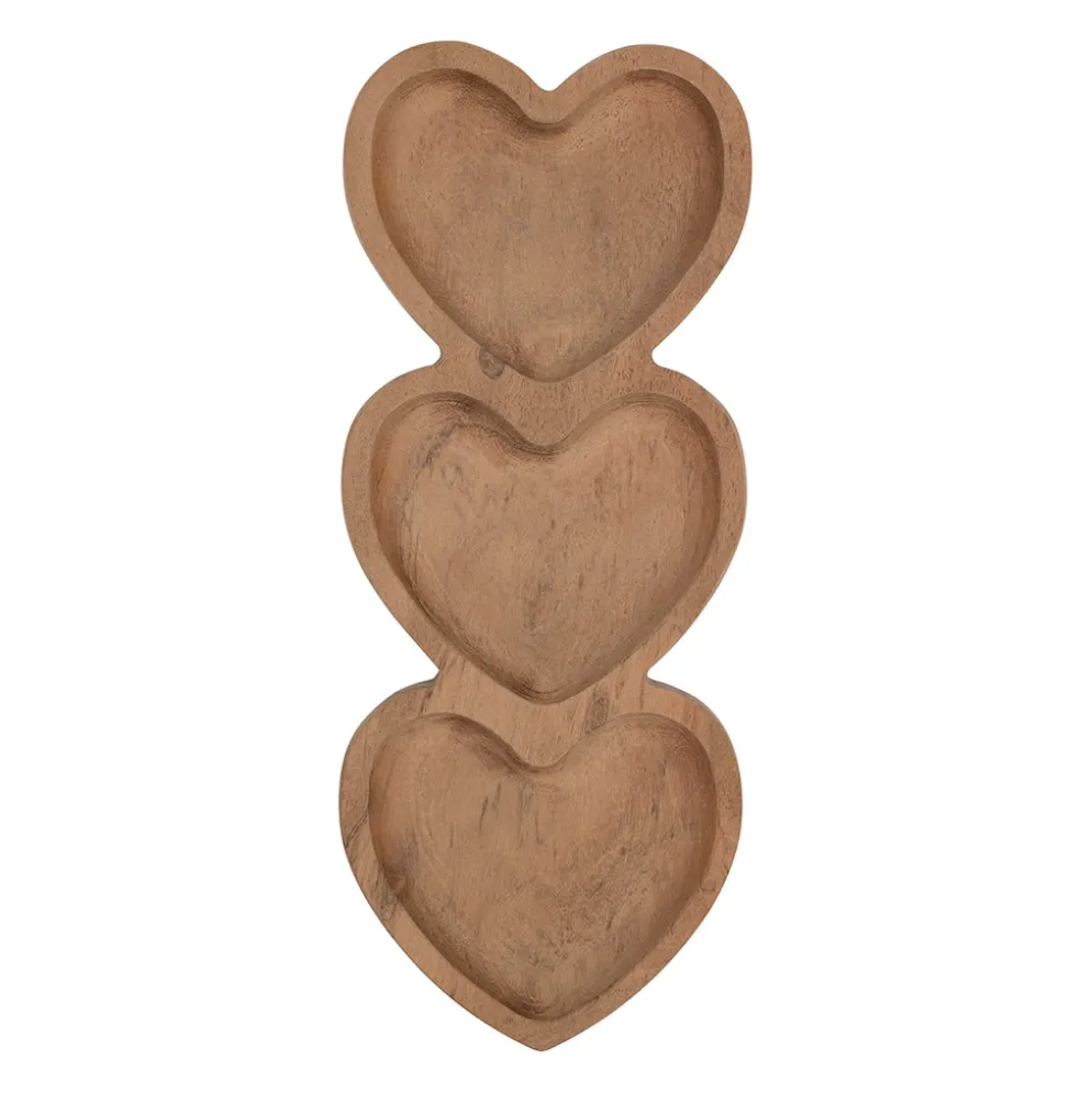 Coupelle 3 compartiments cœur en acacia naturel 30x15cm - Dalbert