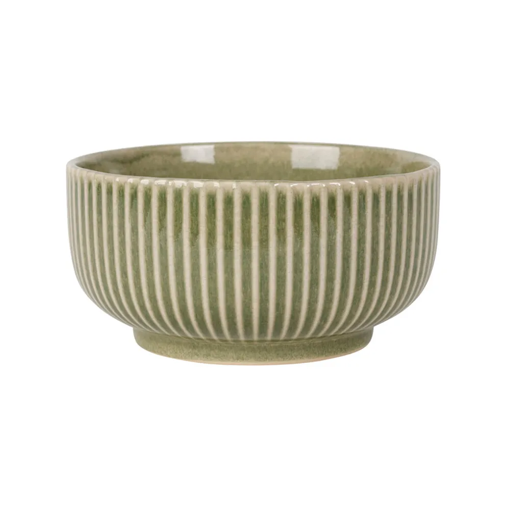 Coupelle en grès rayé sauge d15cm - Carla