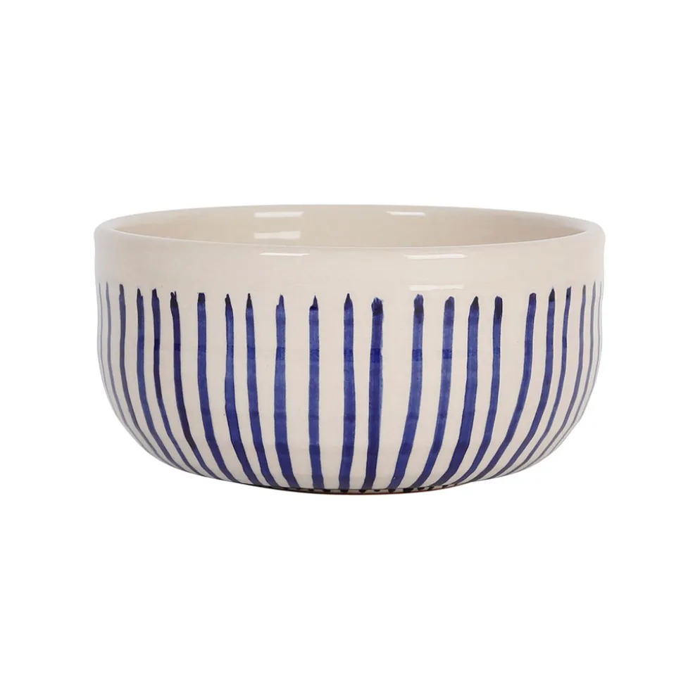 Coupelle en terre cuite rayé bleu d16cm - Lisia