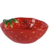 Coupelle fraise en dolomite rouge 15.5x12cm