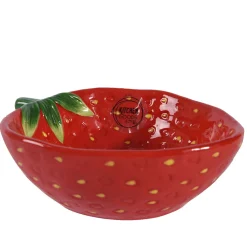 Coupelle fraise en dolomite rouge 15.5x12cm