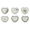 Coupelles cœur x6 en faïence vert 10x9cm - Faustine