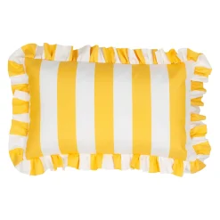 Coussin à volants en tissu rayé jaune 50x30cm - Palma