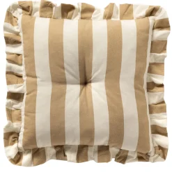 Coussin carré en tissu rayé crème 40x40cm - Bella