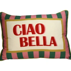 Coussin "Ciao Bella" en coton multicolore 40x60cm