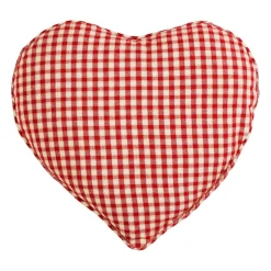 Coussin coeur en coton à carreaux rouge 40x35cm - Mamie