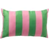 Coussin d'extérieur en tissu rayé vert et rose 30x50cm - Apollo