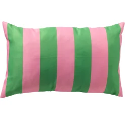 Coussin d'extérieur en tissu rayé vert et rose 30x50cm - Apollo