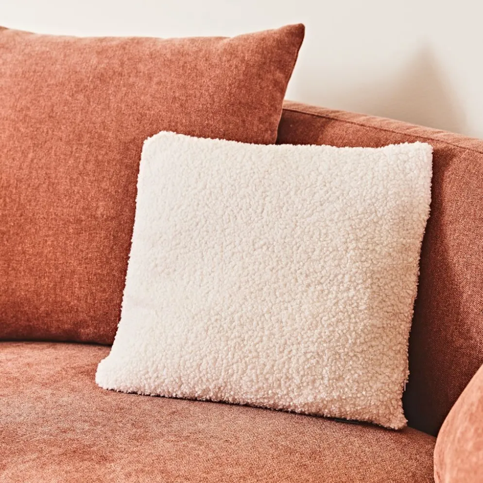 Coussin doudou bouclé crème 40x40cm - décorera