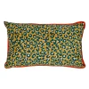 Coussin en coton léopard émeraude et moutarde 50x30cm - Jungle pop