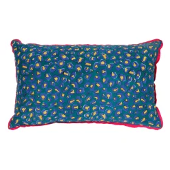 Coussin en coton léopard émeraude et indigo 50x30cm - Jungle pop