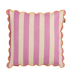 Coussin en coton rayé lilas et écru 45x45cm
