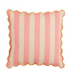 Coussin en coton rayé rose et écru 45x45cm