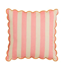 Coussin en coton rayé rose et écru 45x45cm