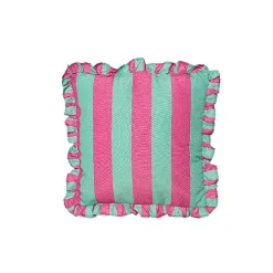 Coussin en tissu rayé bleu et violet 45x45cm