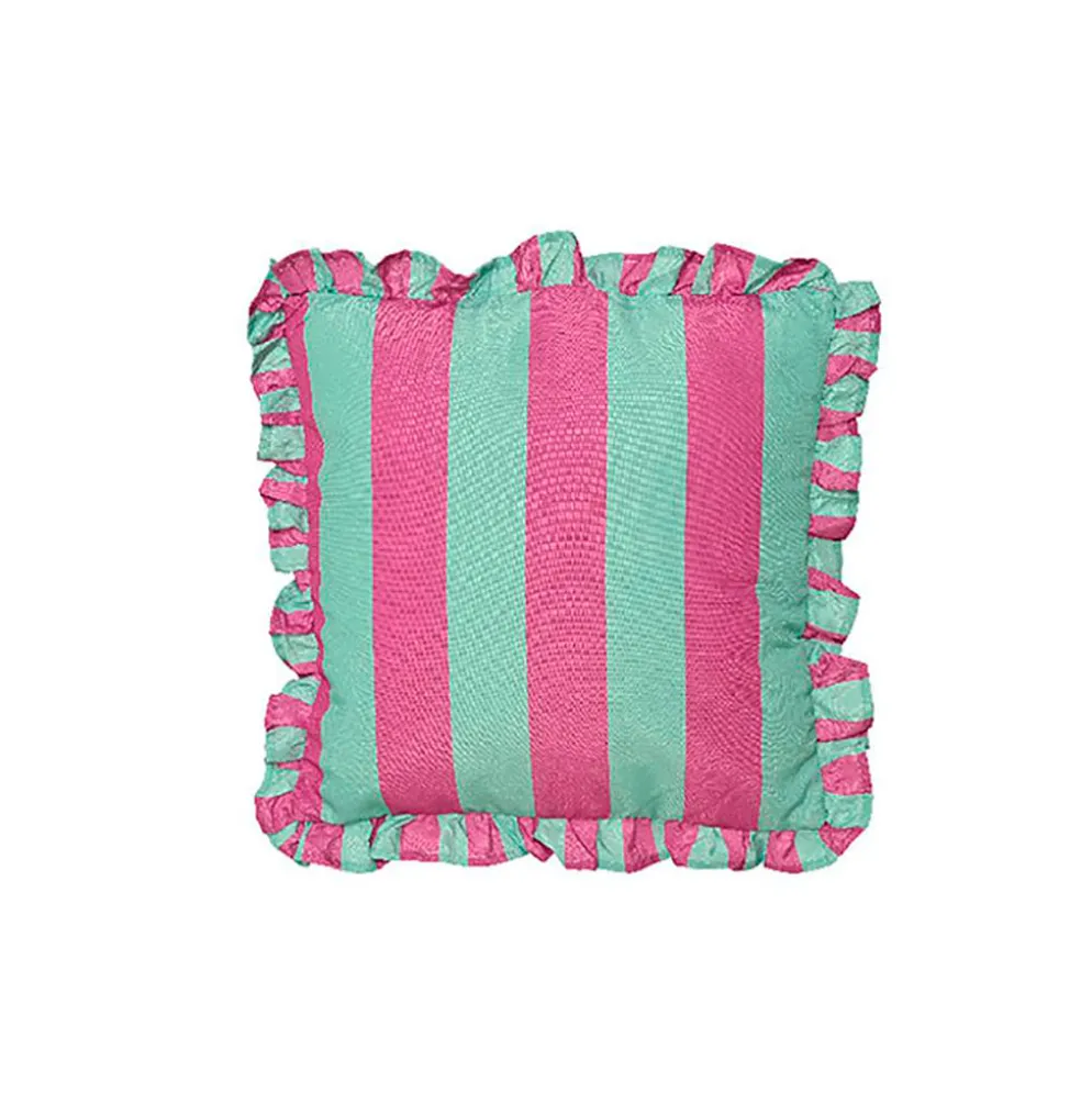 Coussin en tissu rayé bleu et violet 45x45cm