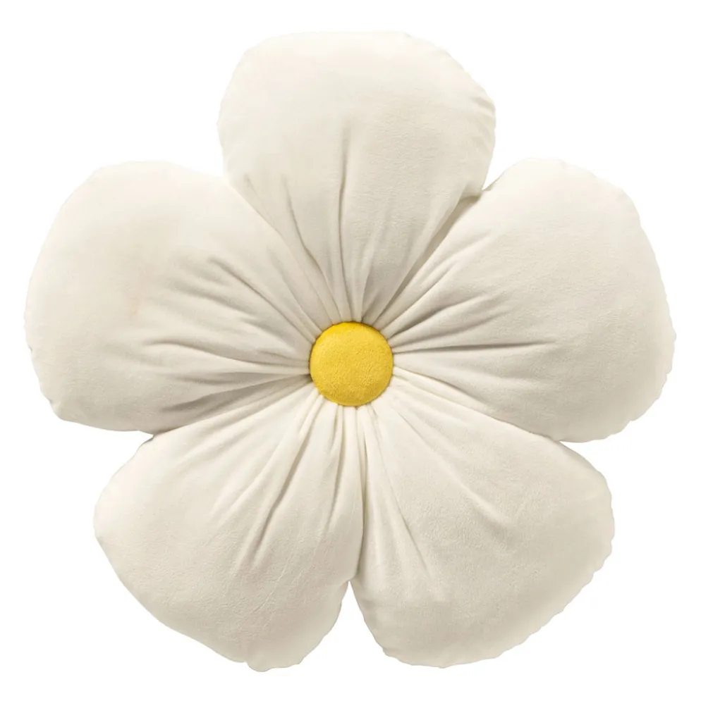Coussin fleur en tissu blanc d40cm - Leander