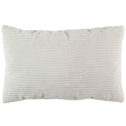 Coussin grosse cotes flanelle en textile gris 30x50cm