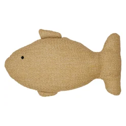 Coussin poisson en tissu naturel 45x30cm