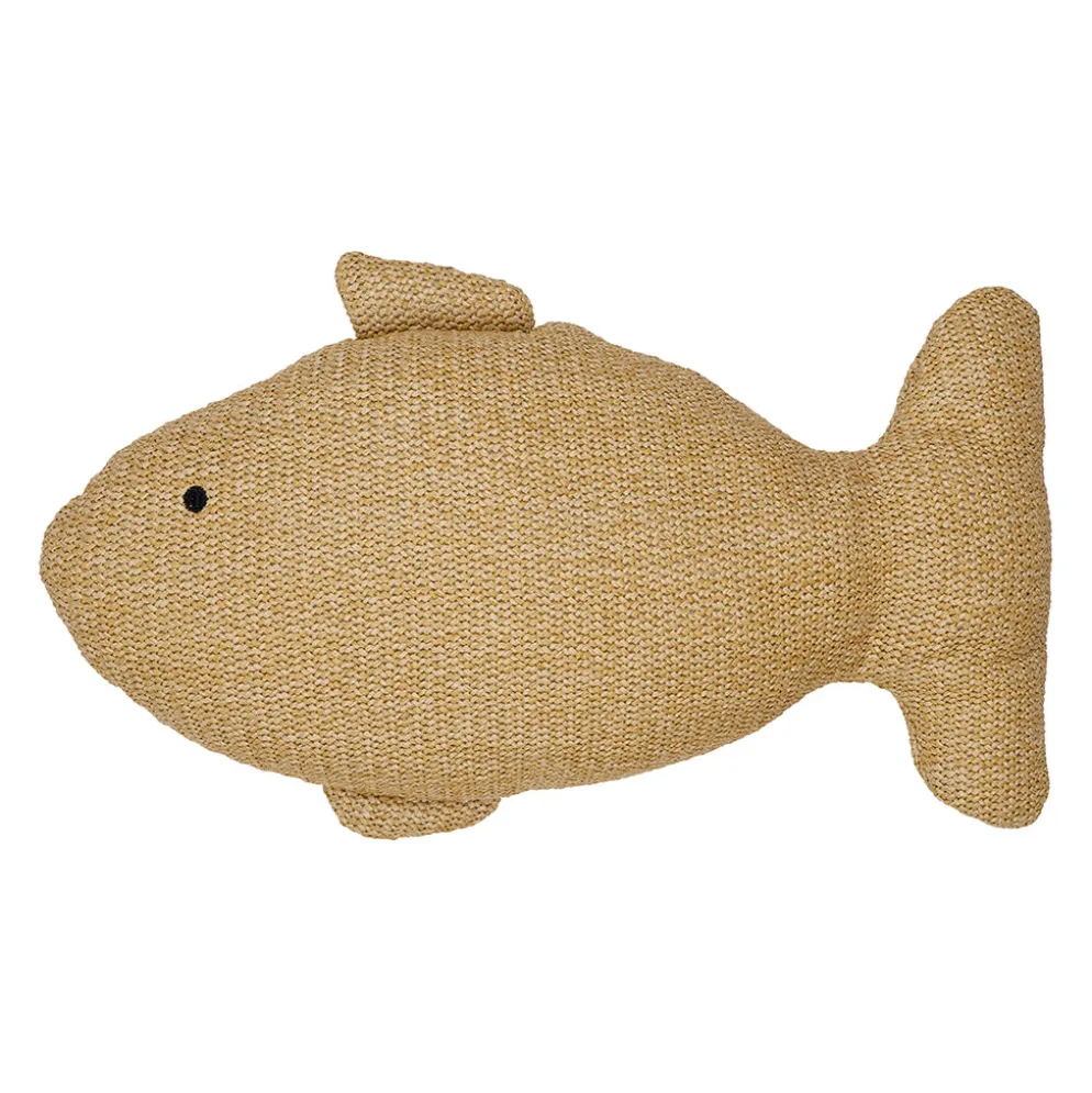 Coussin poisson en tissu naturel 45x30cm